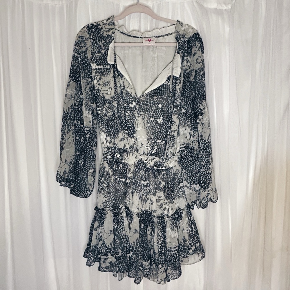 Buddy Love Black and Gray Long Sleeve Dress
